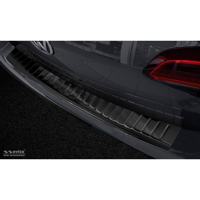 Black Stainless Steel Rear bumper protector  Volkswagen Golf VII Variant 2012-2017 'Ribs'