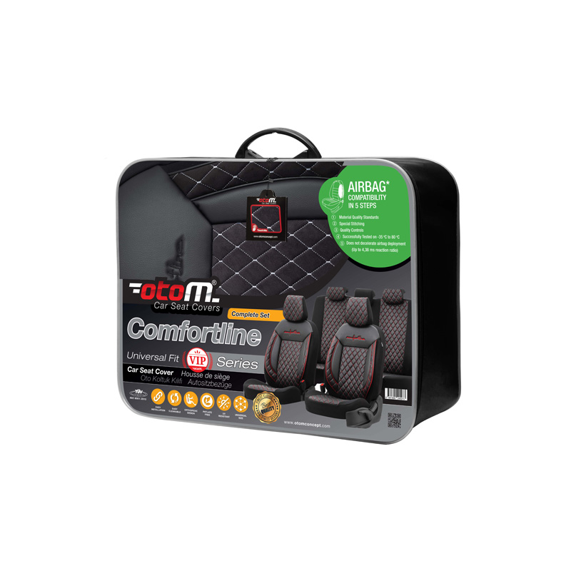 Universelle Samt/Stoff Sitzbezüge 'Comfortline VIP' Schwarz - 11-Teilig- - passend für Side-Airbags