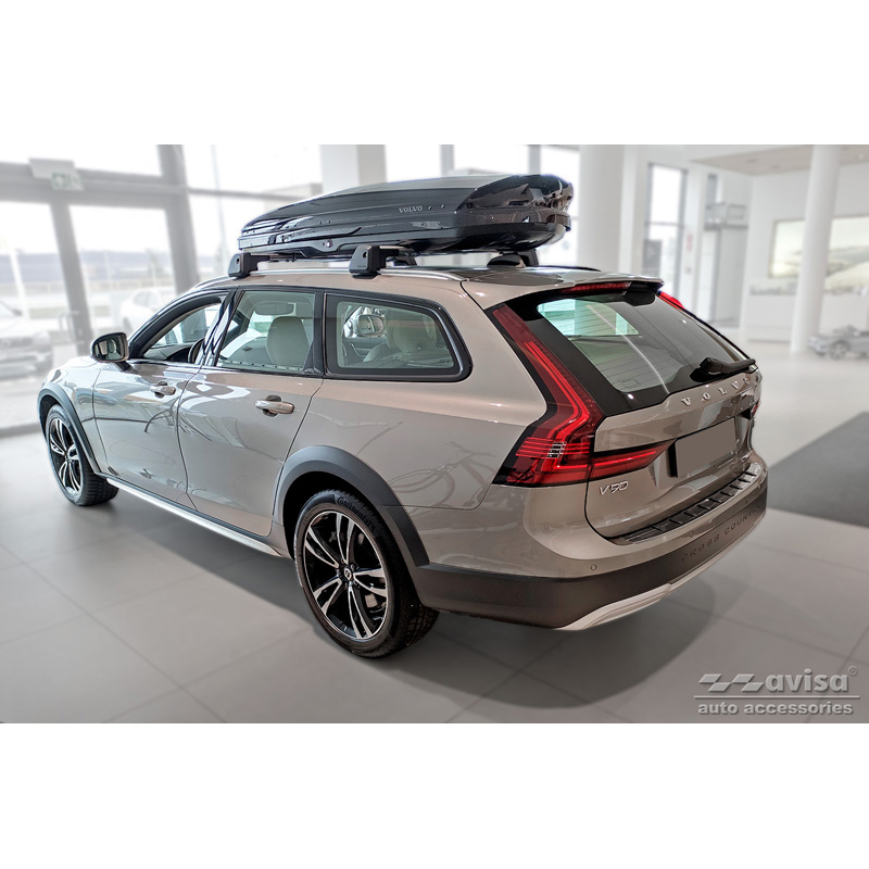 Black Stainless Steel Rear bumper protector  Volvo V90 II 2016- (incl. Cross Country) 'STRONG EDITION'