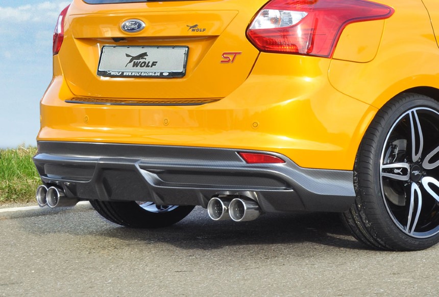 Diffuser Ford Focus 3 ST dubbele uitlaatpijp links + rechts Rieger carbon-look