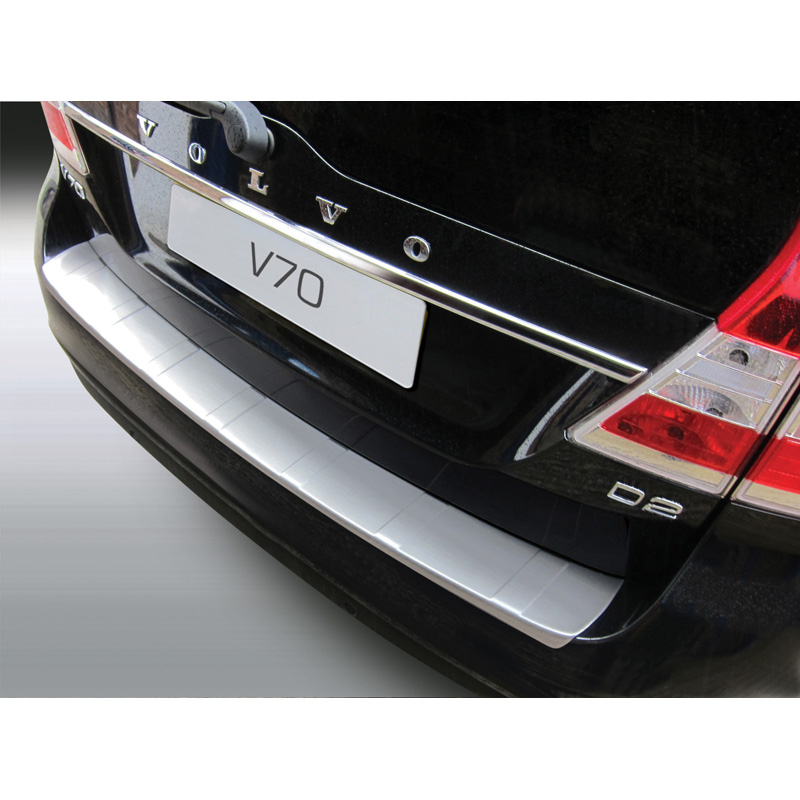 ABS Achterbumper beschermlijst  Volvo V70 2013-2016 (excl. XC70) 'Ribbed' 'Brushed Alu' Look