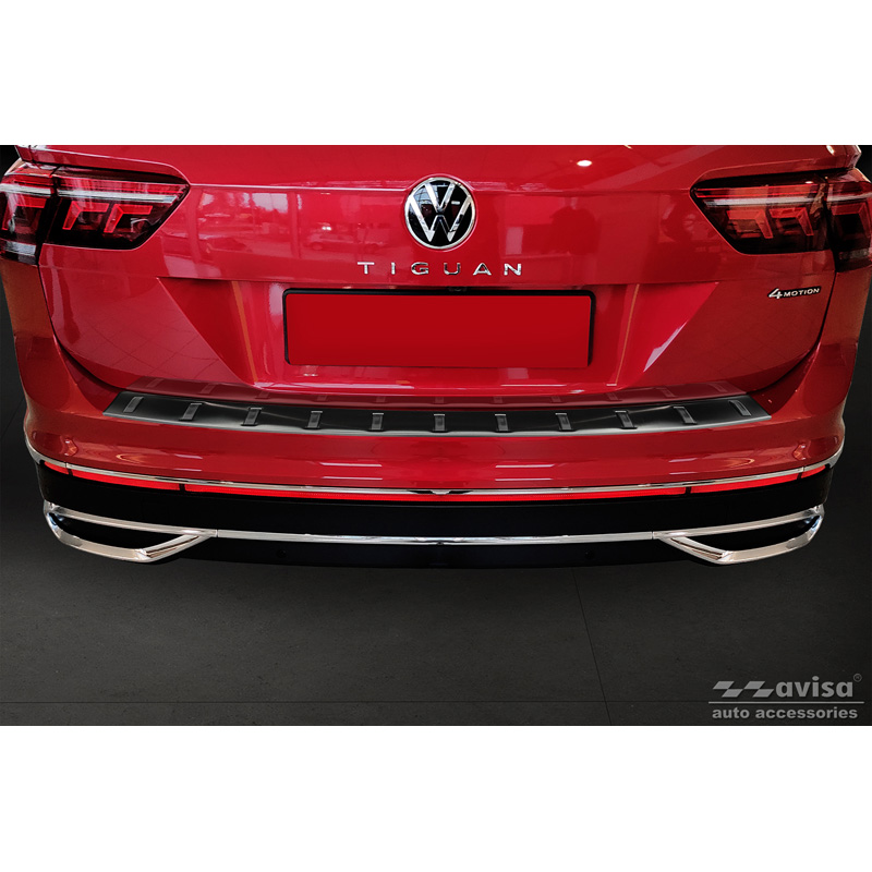 Black Stainless Steel Rear bumper protector  Volkswagen Tiguan II 2016-2020 & Facelift 2020-2024 'STRONG EDITION'