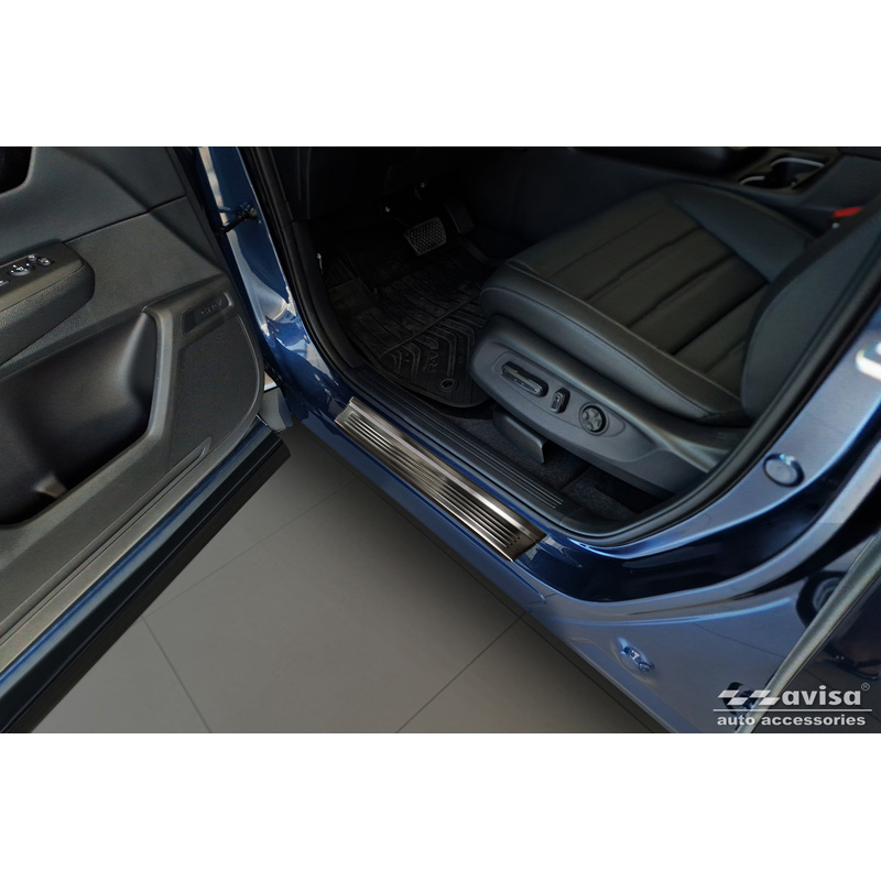 Black Inox door sill protectors  Honda CR-V VI (RS_) 2023- - 'Lines' - 4-pieces
