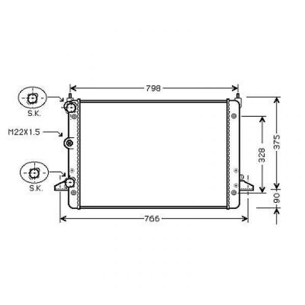 Radiator VW SHARAN 00->>ALHAMBRA 635x470x34 2.8I. +/-AC
