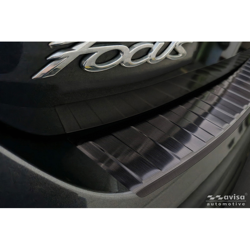 Zwart RVS Achterbumperprotector  Ford Focus III HB Facelift 2014-2018 & Fiësta 2017-2023 'Ribs'
