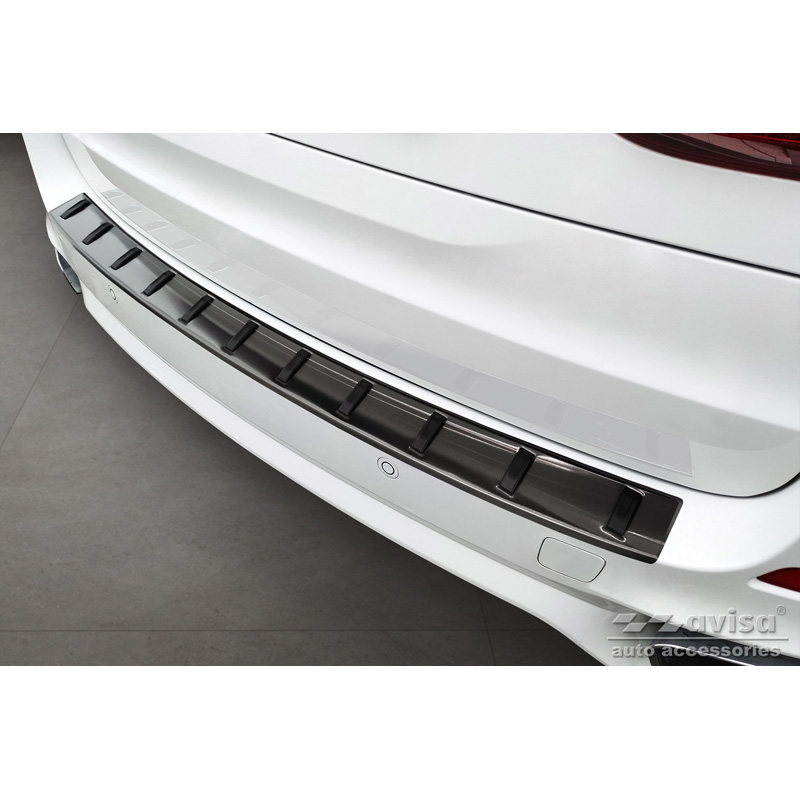 Black Stainless Steel Rear bumper protector  BMW X5 F15 (incl. M-pack) 2013-2018 'STRONG EDITION'