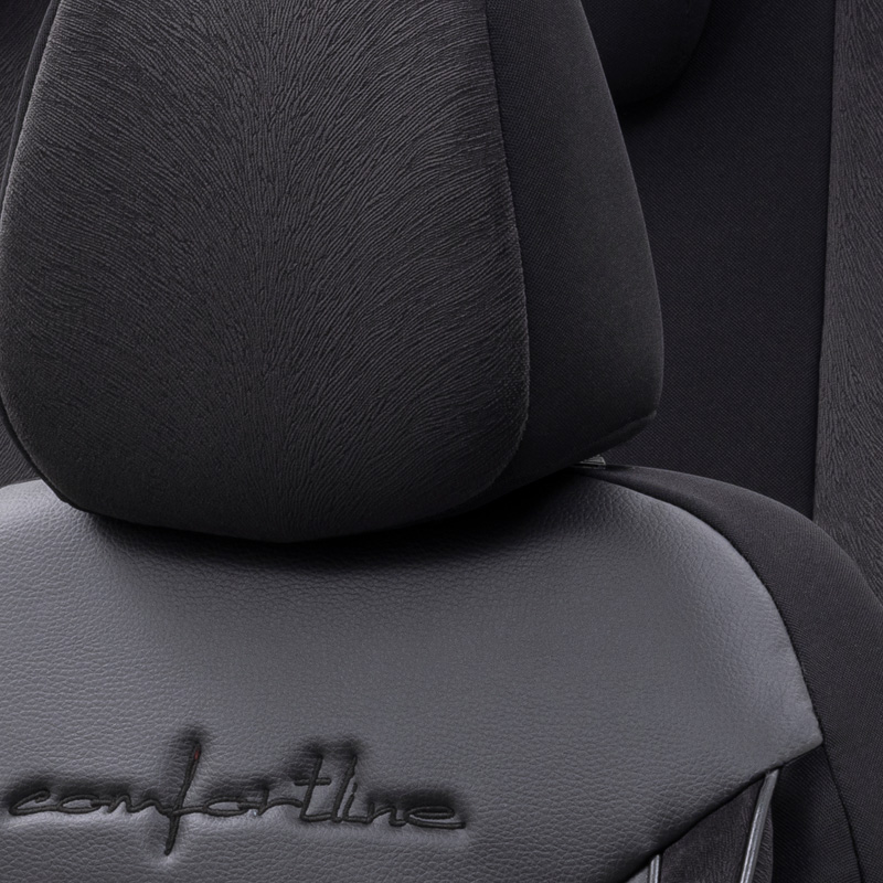 Universal Velours/Fabric Seat cover set 'Comfortline' Black - 11-pieces -  Side-Airbags