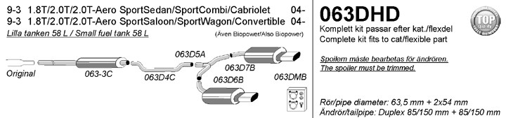 Simons Dual Power Uitlaatsysteem af kat. Saab 9-3 2004>
