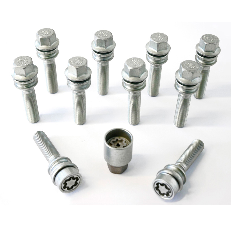 H&R Wheel bolt Set Round-Head with movable cone R14 M14x1.50 - Length 51mm - 10 pcs - incl. wheel-locks