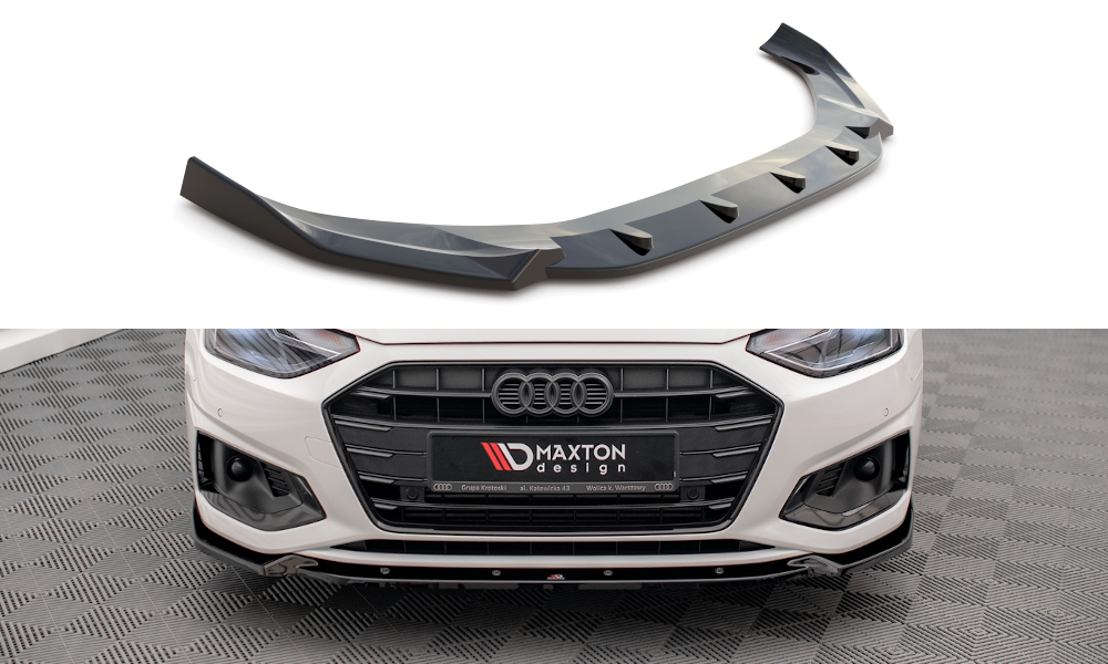 Voorspoiler V.1 Audi A4 B9 FL Maxton Glans Zwart