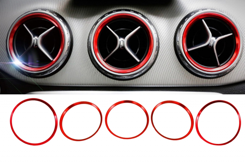 Ventilatie rooster ringen Mercedes A Class W176 B Class W246 CLA Class C117 and GLA Class X156 Rood