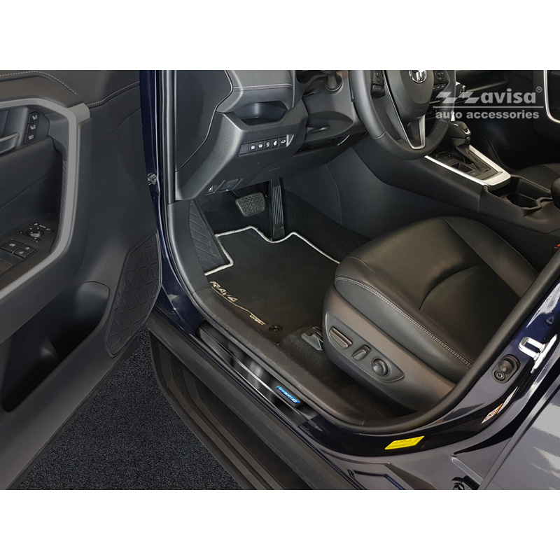 Black Inox door sill protectors  Toyota RAV4 (5th Gen.) 2018- & Suzuki Across 2020- - 'Hybrid' - 4-pieces
