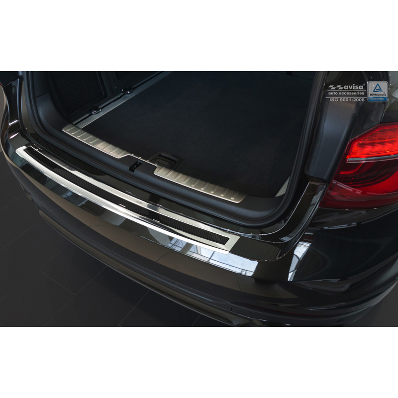 RVS Achterbumperprotector 'Deluxe'  BMW X6 F16 2014-2019 Chroom/Zwart Carbon excl. M-Pakket