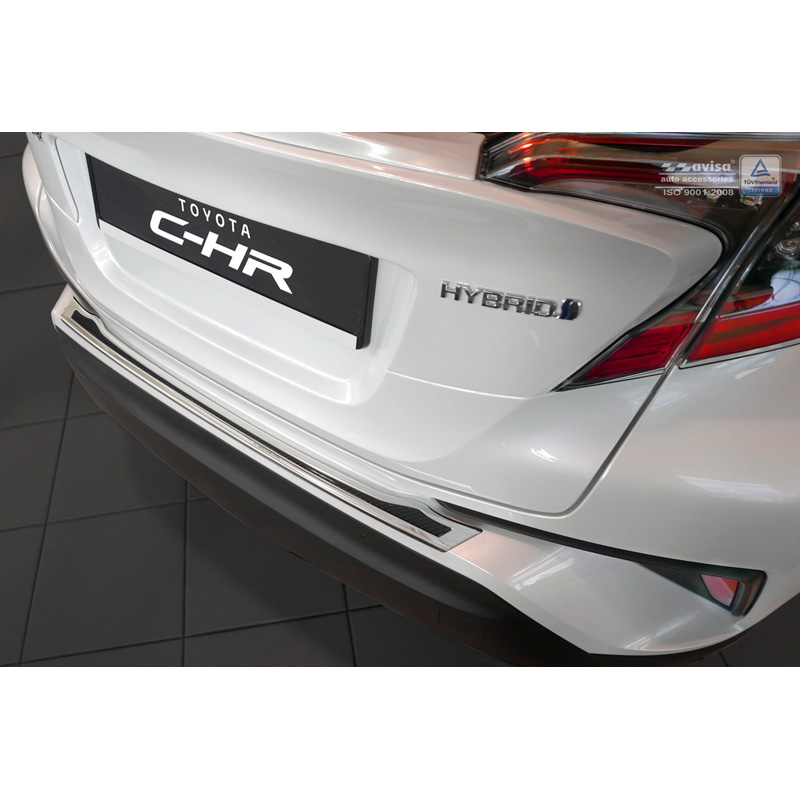 Stainless Steel Rear bumper protector 'Deluxe'  Toyota C-HR 2016-2019 & Facelift 2019-2023 Chrome/Black Carbon