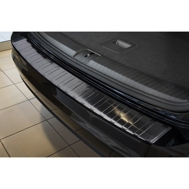 Black Stainless Steel Rear bumper protector  Volkswagen Touran III 2015- incl. R-Line 'Ribs'
