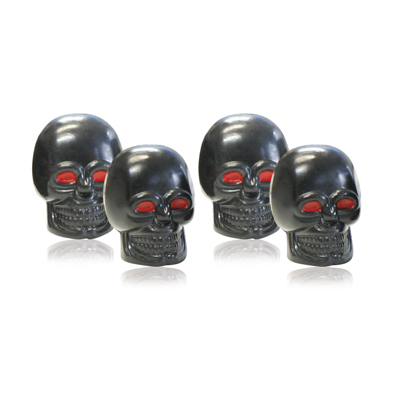 Foliatec AirCaps valve cap set Skull black red eyes