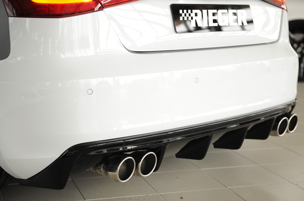 Achterbumper Diffusor Audi A3 8V 12-16 Rieger Glans Zwart Duplex