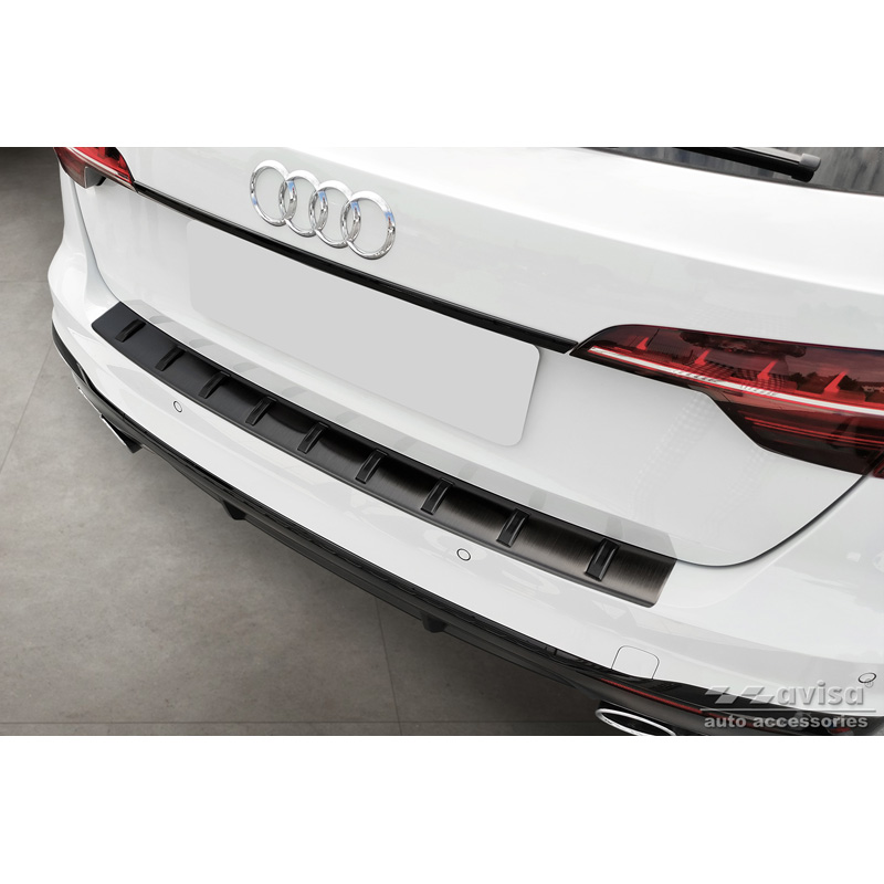 Black Stainless Steel Rear bumper protector  Audi A4 Avant B9 (incl. S-Line) 2015-2019 & Facelift 2019- 'STRONG EDITION'