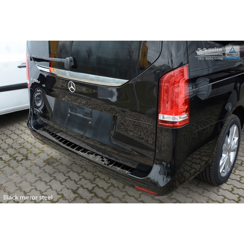 Black Mirror Stainless Steel Rear bumper protector  Mercedes Vito / V-Class 2014-2019 & Facelift 2019- 'Ribs'