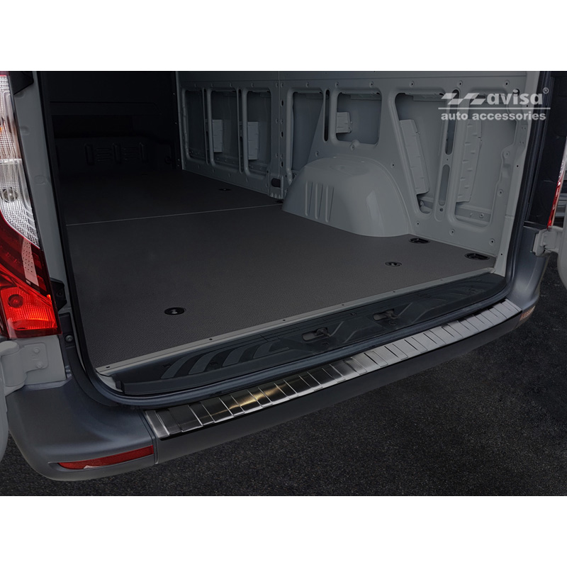 Black Stainless Steel Rear bumper protector  Mercedes Sprinter III 2018- 'Ribs'