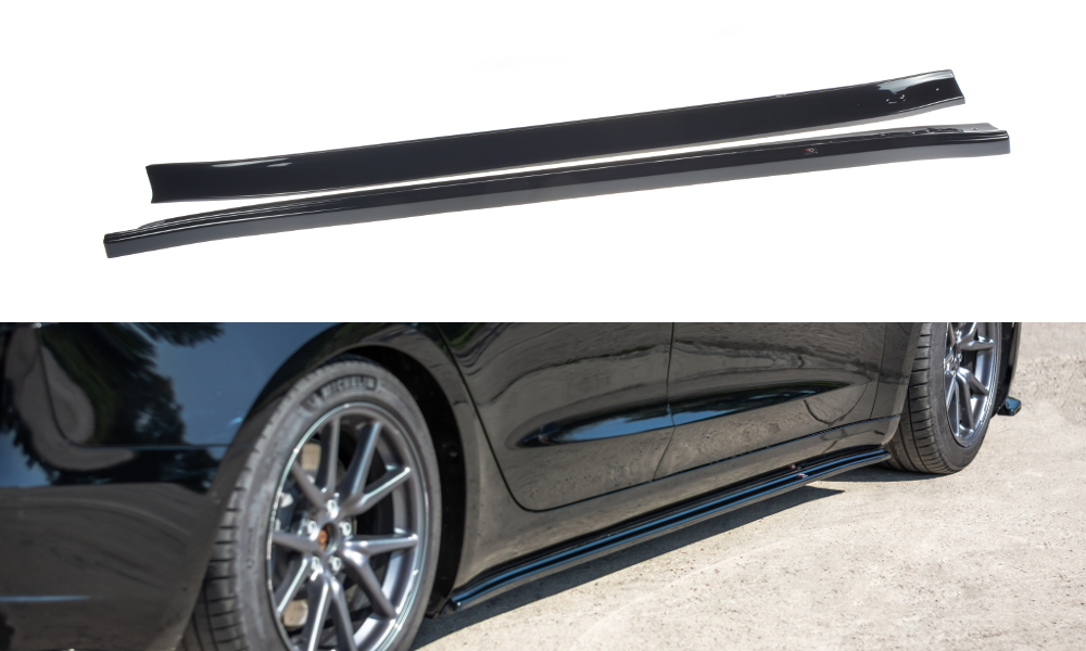Zijskirts Tesla Model 3 Glans Zwart
