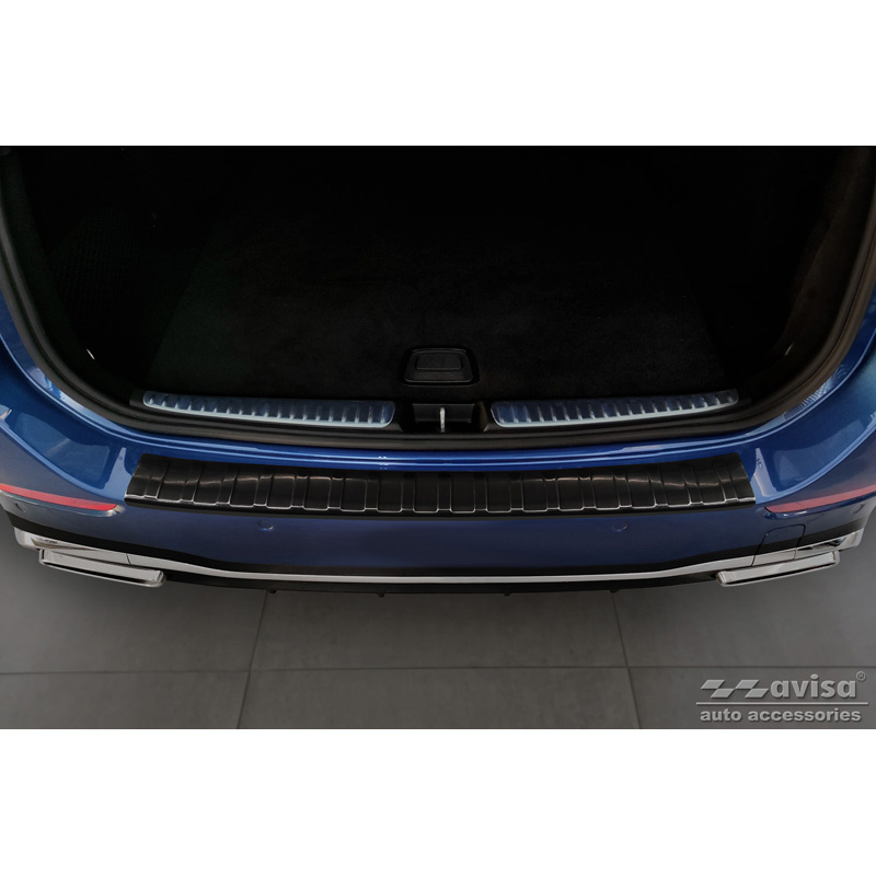 Black Stainless Steel Rear bumper protector  Mercedes C-Class AMG Estate S206 2021- 'Ribs'