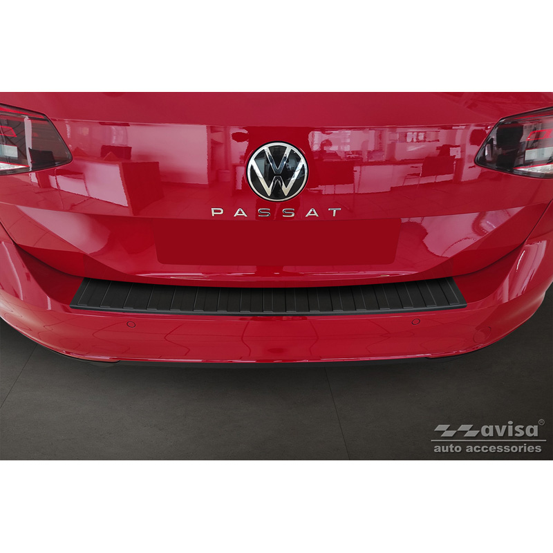 Matt Black Stainless Steel Rear bumper protector  Volkswagen Passat 3G Variant 2014-2023 'Ribs'