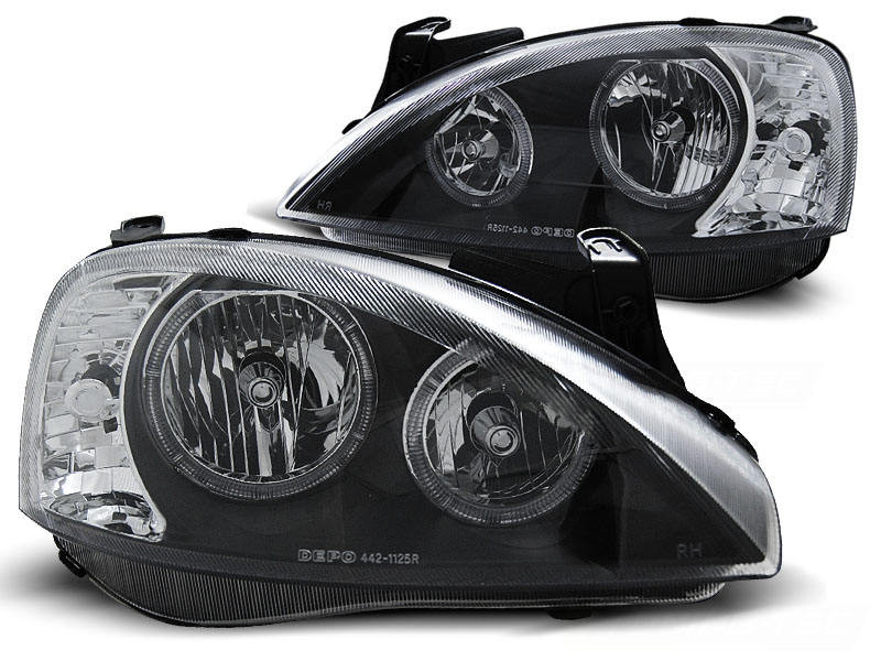 Koplampen Opel Corsa C 00-06 Zwart