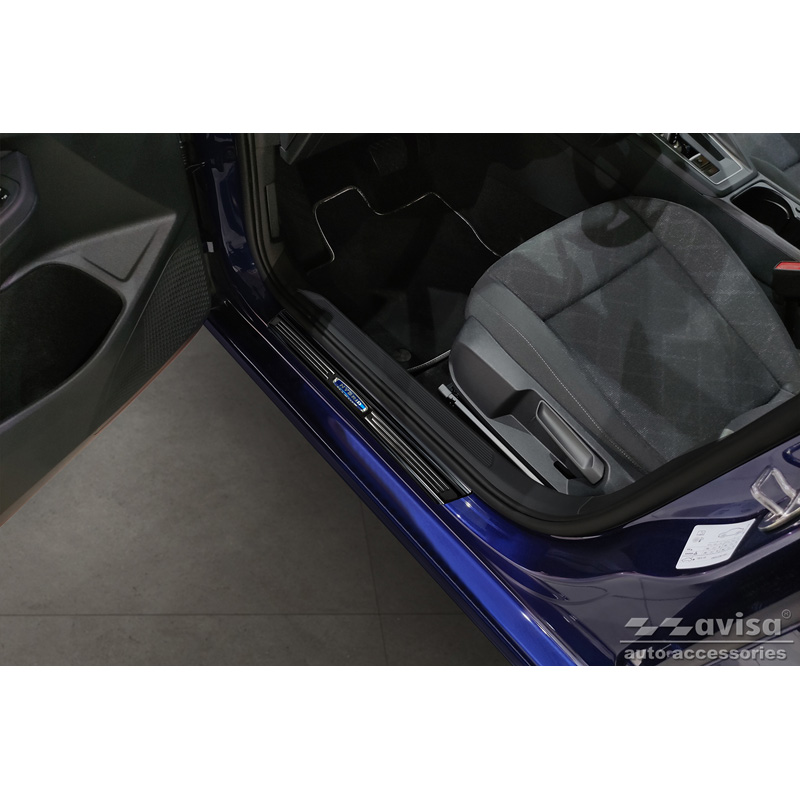 Black Inox door sill protectors  Volkswagen Golf VIII Hatchback/Variant 2020-2024 & FL 2024- 'Hybrid' - 4-pieces