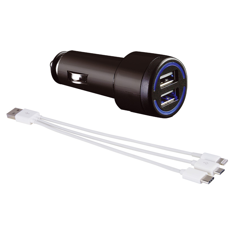 Universal 3-in-1 Charger kit with socket plug - 3A - USB - Type C