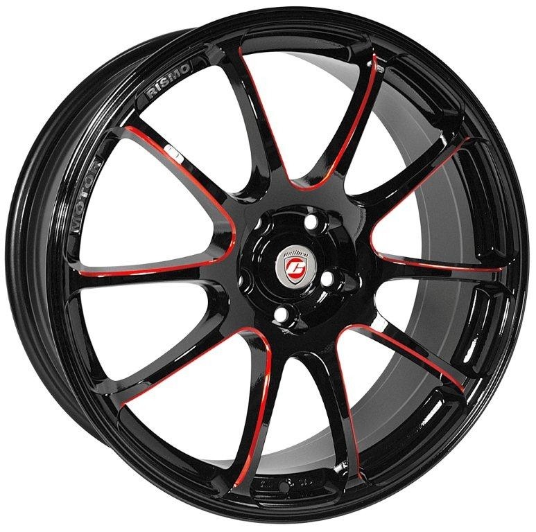 Velgen Calibre Friction 7x17 10x100 Black/Red ball polished