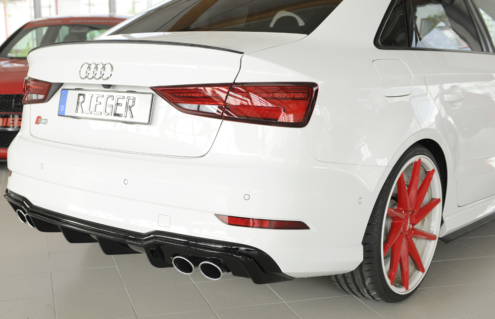 Achteraanzet Audi A3 S-Line S3 Sedan 8V Facelift Glanzend zwart Rieger