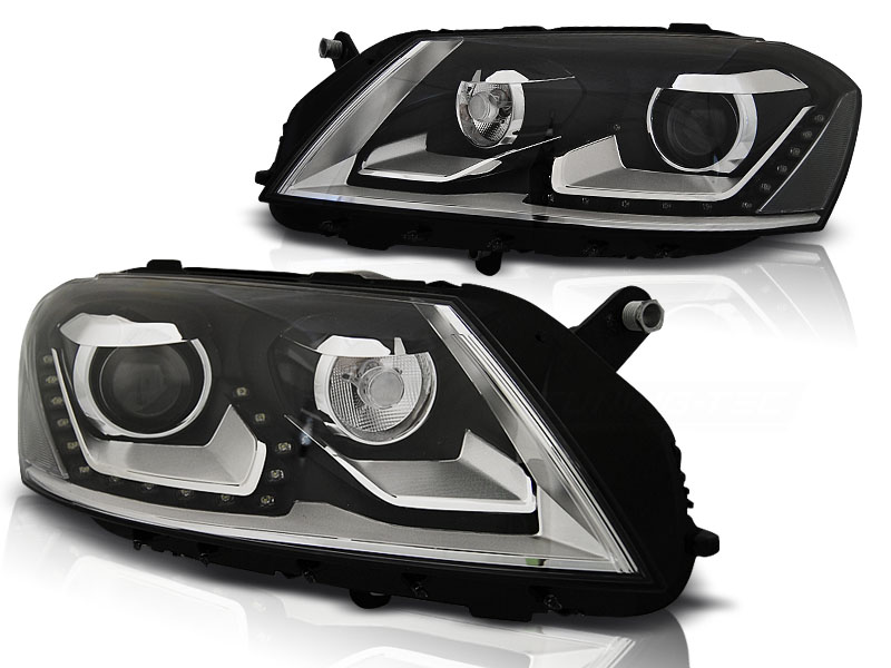 Koplampen VW Passat B7 10-14 LED DRL look Zwart