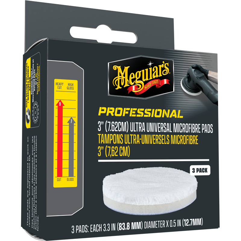 Meguiar's Professional Ultra Universal Microfiber Pads - 3,3'' diameter x 0,5'' (84mm x 12,7mm) - wit - set van 3