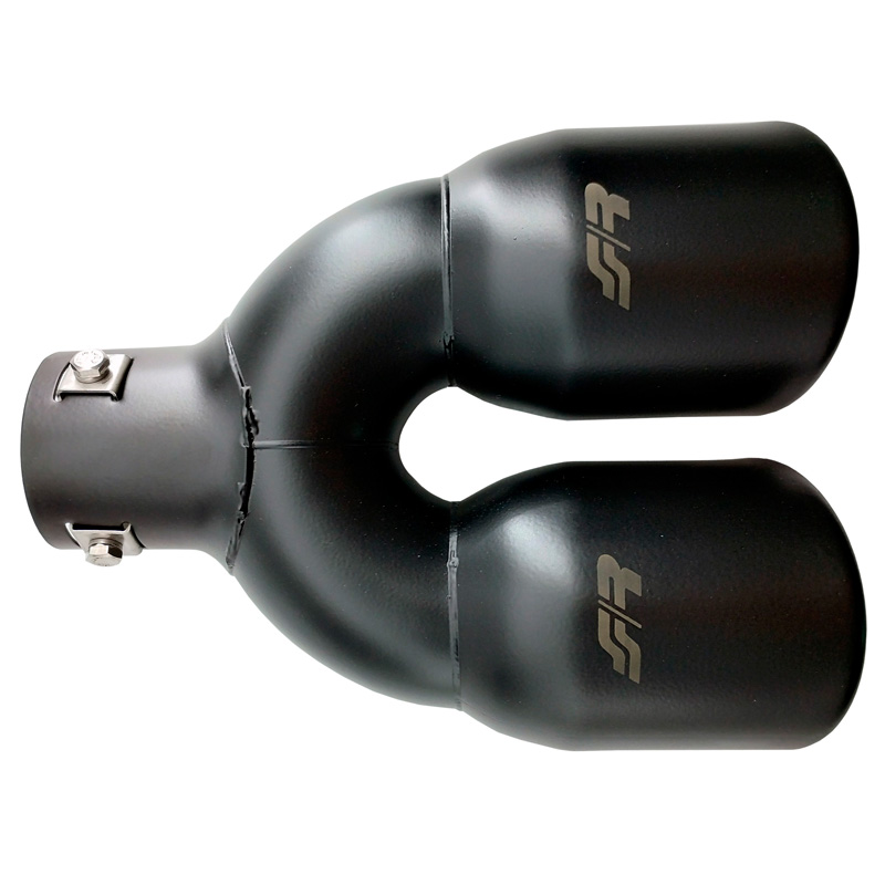 Simoni Racing Uitlaatsierstuk Dubbel Rond RVS - Zwart - Ø90xL240mm - Montage ->34-57mm