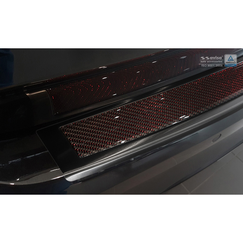 Stainless Steel Rear bumper protector 'Deluxe'  BMW X3 F25 2014-2017 Black Mirror/Red-Black Carbon