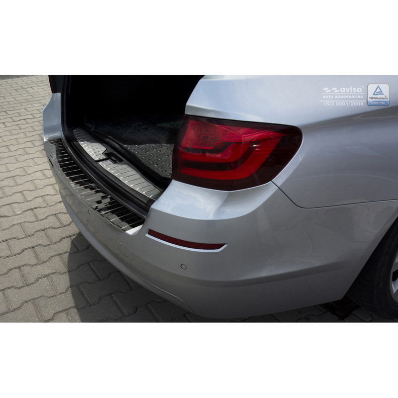 Black Mirror Stainless Steel Rear bumper protector  BMW 5-Series F11 Touring 2010-2016 'Ribs'