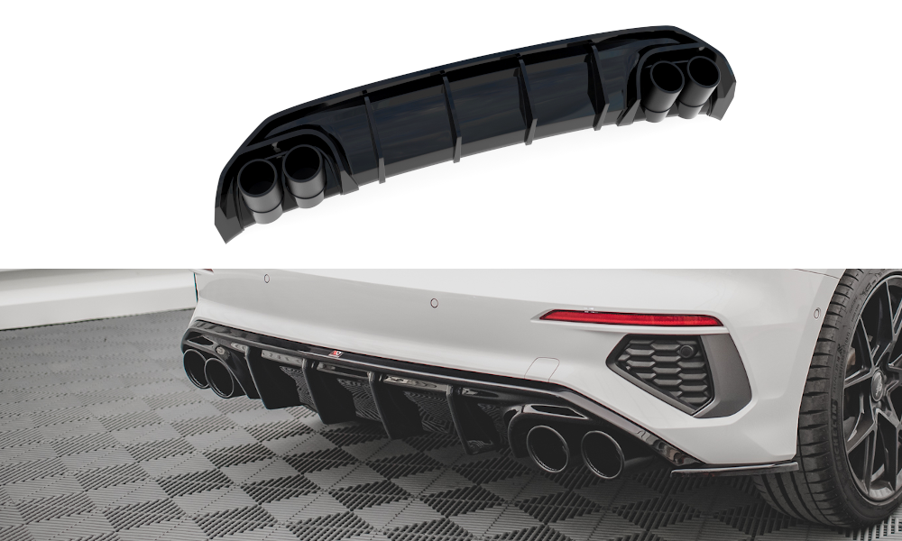 Cubierta De Escape Para Audi A3 8Y S Line 2021 - Embellecedor Acero Inoxidable Plateado, Adhesivo, Fácil Instalación