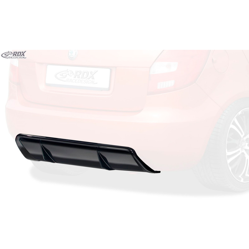 Rear bumper skirt 'Diffusor'  Skoda Fabia II HB (5J) 2007-2014 (ABS glossy black)