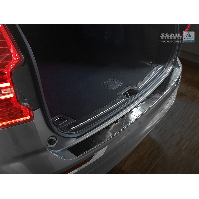 Zwart RVS Achterbumperprotector  Volvo XC60 II 2017-2021- & FL 2021- incl. R-Design 'Ribs'
