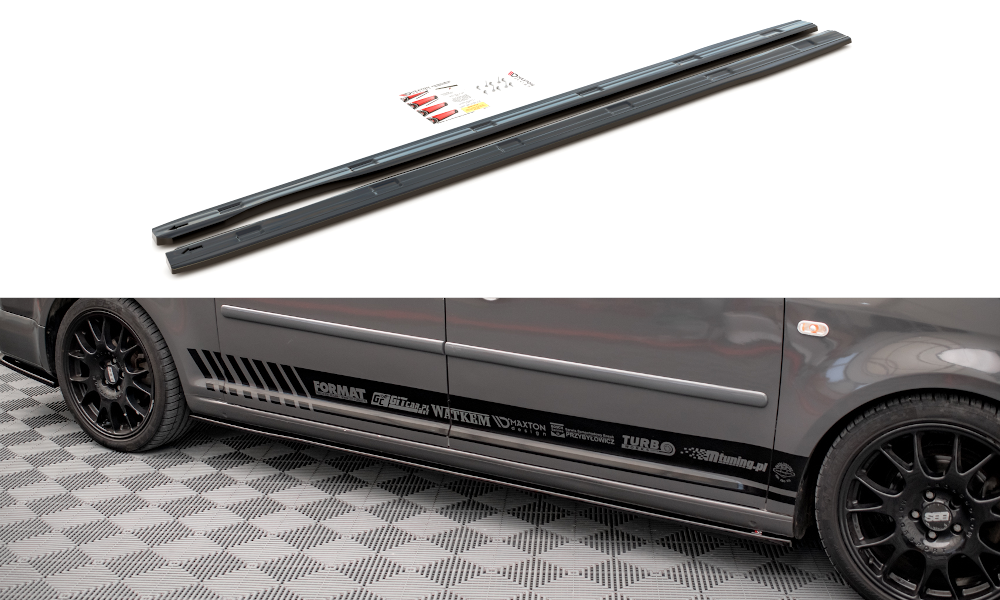 Zijskirts VW Caddy Long Mk.3 FL Maxton Glans Zwart