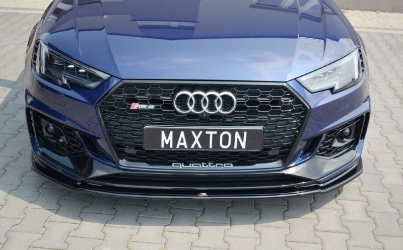 Voorspoiler V.2 Audi RS4 B9 Maxton Glans Zwart