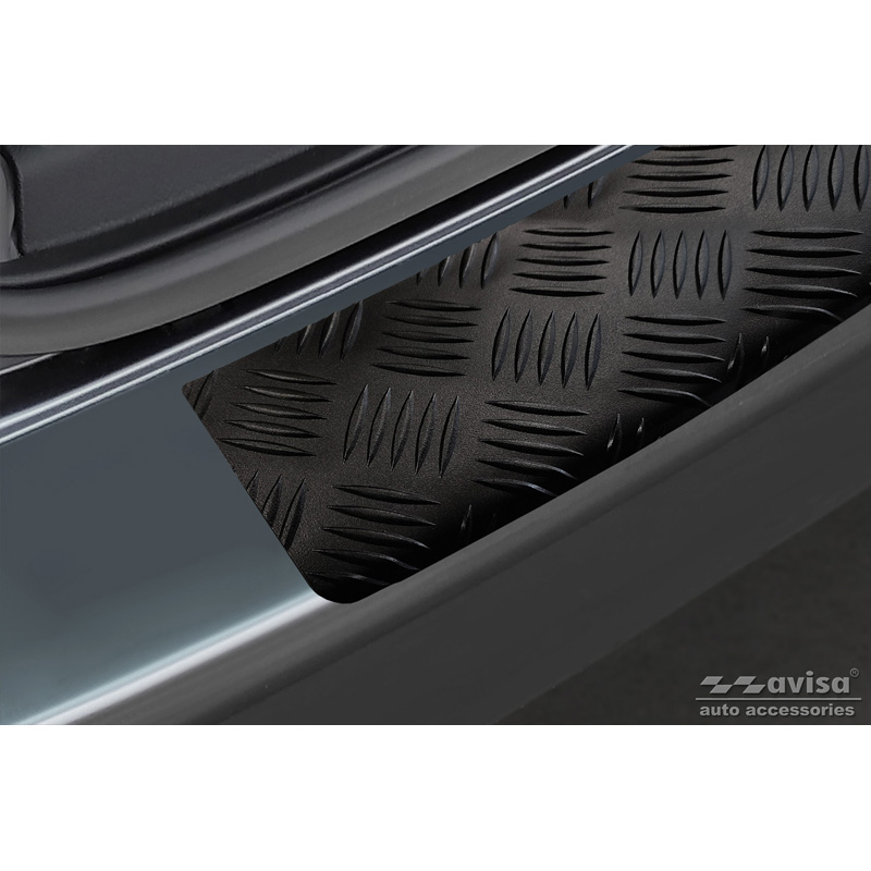 Matt Black Aluminum Rear bumper protector  Volkswagen Transporter T6 2015- & FL 2019- (with rear hatch) 'Riffled plate'