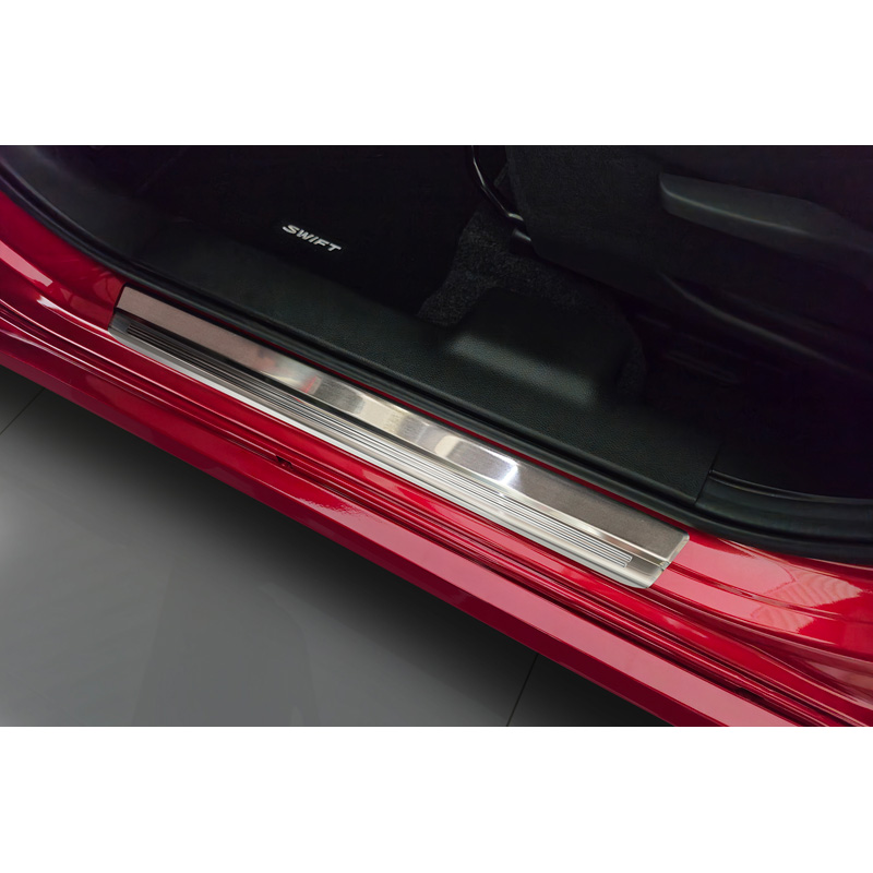 Avisa Inox door sill protectors  Suzuki Swift VI 2024- 'Lines' - 4-pieces