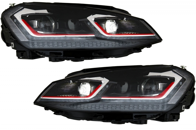 Headlights VW Golf VII GTI LED Daytime Running Lights 7.5 Facelift Look  With Dynamic Turn Signals