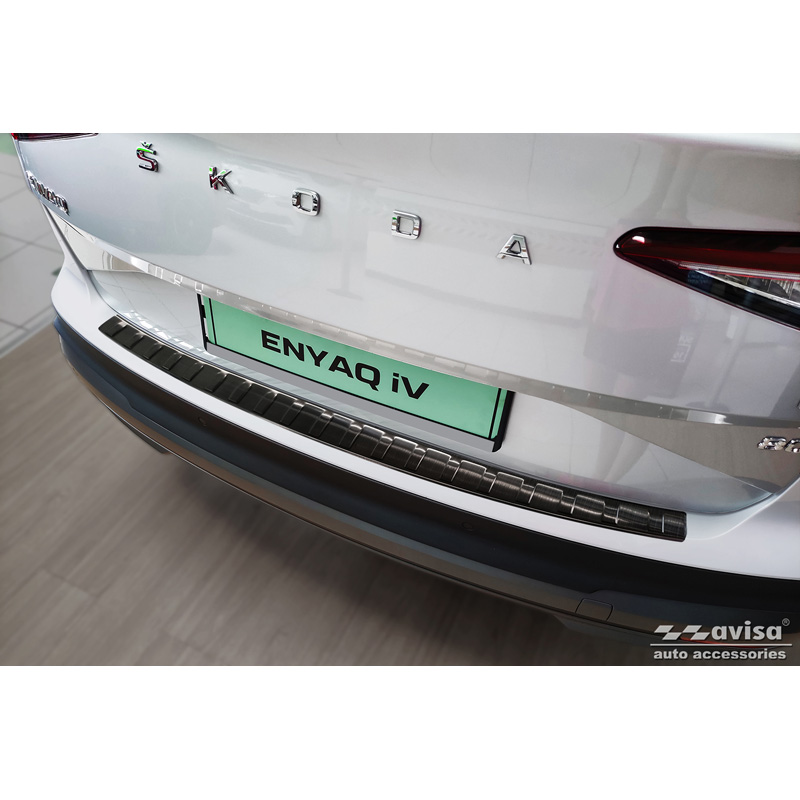 Black Stainless Steel Rear bumper protector  Skoda Enyaq iV 2020- excl. Coupe 'Ribs'