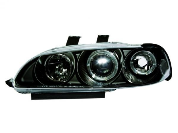 Koplampen Honda Civic 92-95 2/3 deurs Angel Eyes Zwart