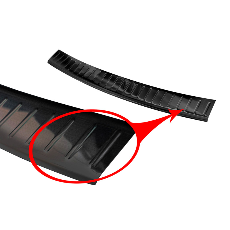 Black Stainless Steel Rear bumper protector  Volkswagen Golf VII Variant 2012-2017 'Ribs'