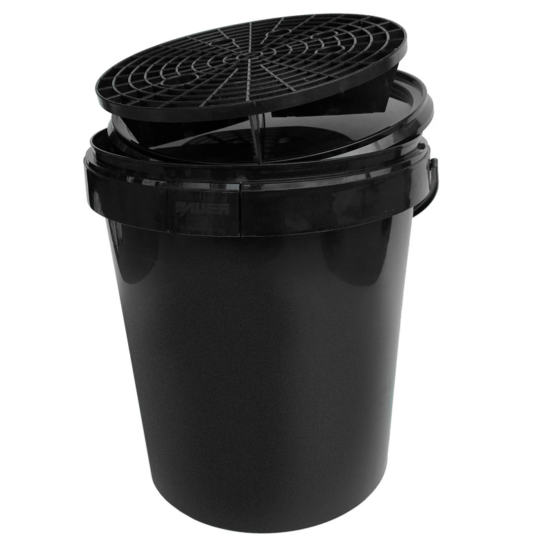Car wash bucket 15L Black + Cover + Grit guard