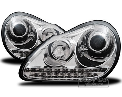 Koplampen Porsche Cayenne Xenon LED DRL Chroom
